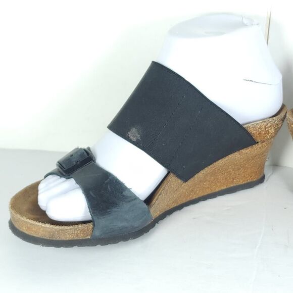 Birkenstock Papillio Women's Della US6 EU37 Black Leather Slip On Wedge Sandals - Picture 7 of 16